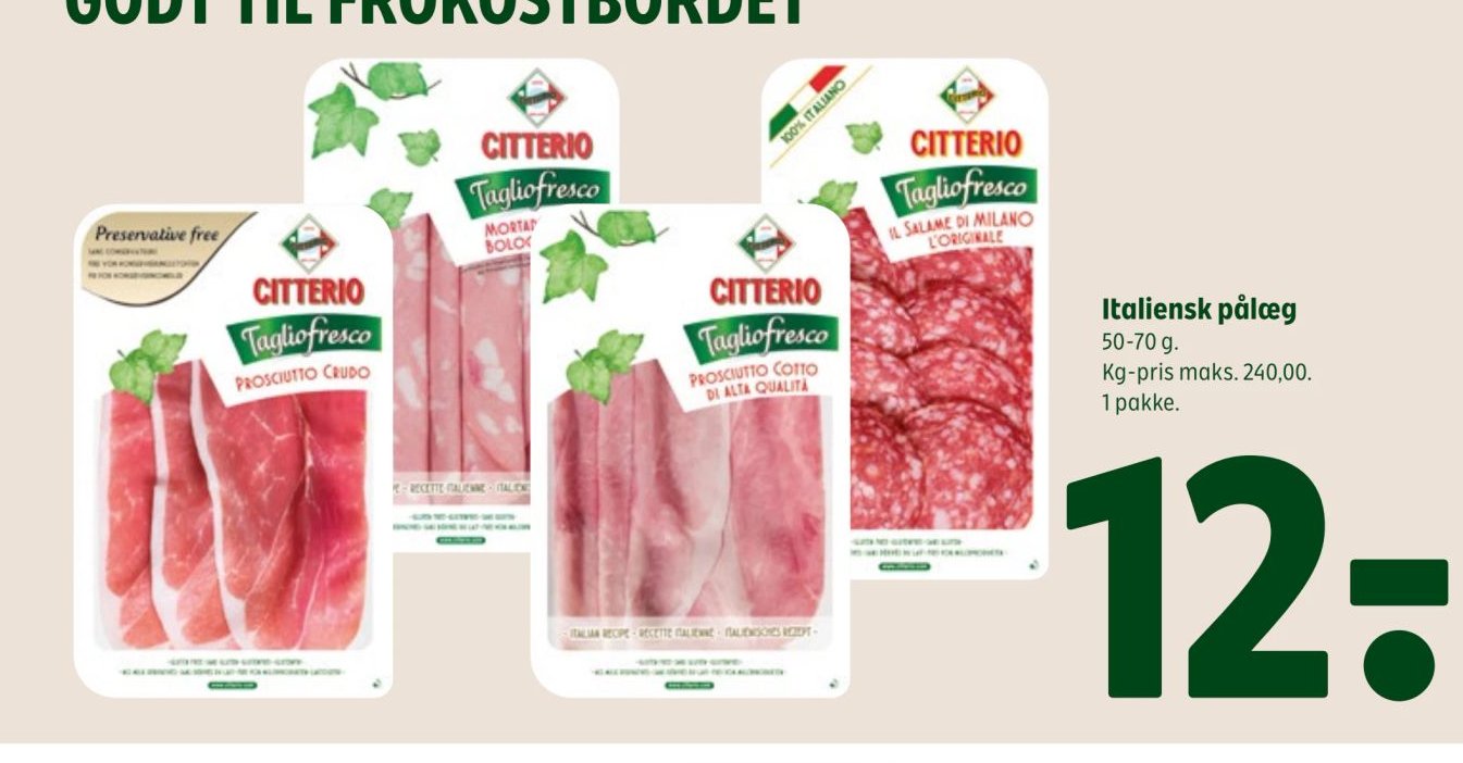 Italiensk pålæg 50-70 g. 1 pakke. – Coop 365discount
