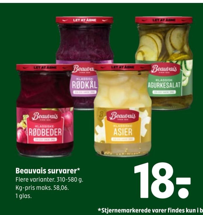Beauvais survarer Flere varianter. 310-580 g. 1 glas. – Coop 365discount