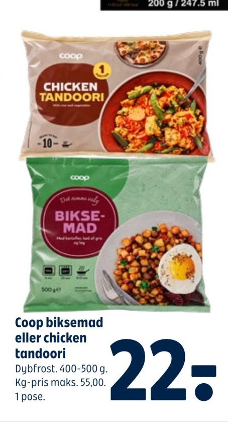 Coop biksemad eller chicken tandoori Dubfrost. 400-500 g. 1 pose. – Coop 365discount