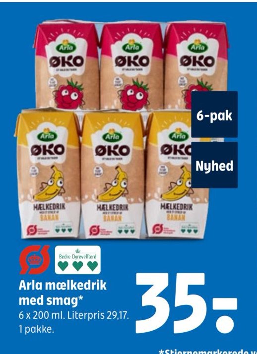 Arla mælkedrik med smag* 6 x 200 ml. Literpris 29,17. 1 pakke. – Coop 365discount