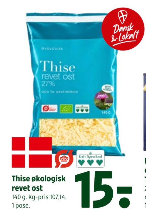 Thise økologisk revet ost 140 g. – Coop 365discount