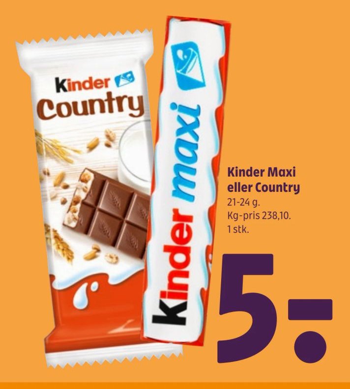 Kinder Maxi eller Country 21-24 g. 1 stk. – Coop 365discount