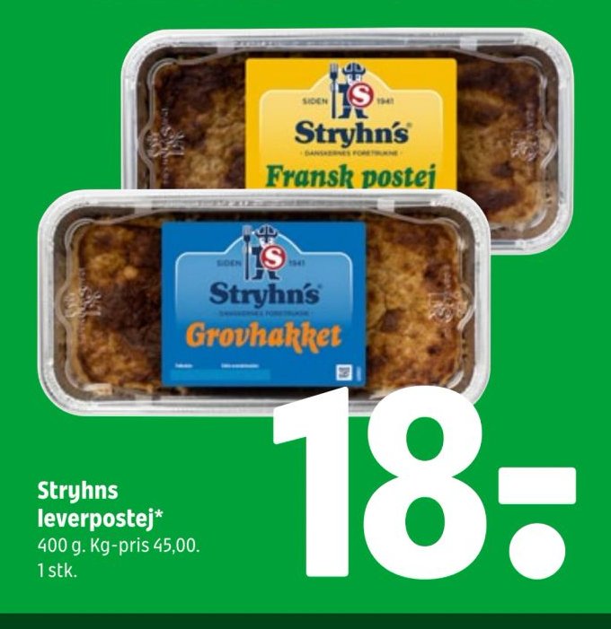Stryhns leverpostej* 400 g. Kg-pris 45,00. 1 stk. – Coop 365discount