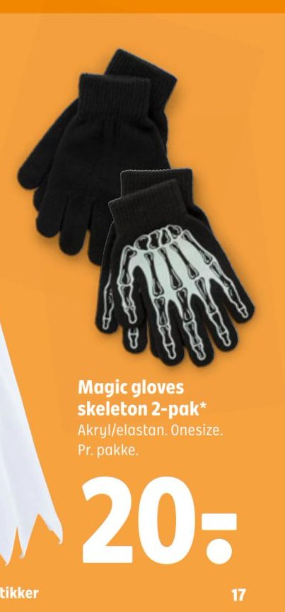 Magic gloves skeleton 2-pak* Akryl/elastan. Onesize. Pr. pakke. – Coop 365discount