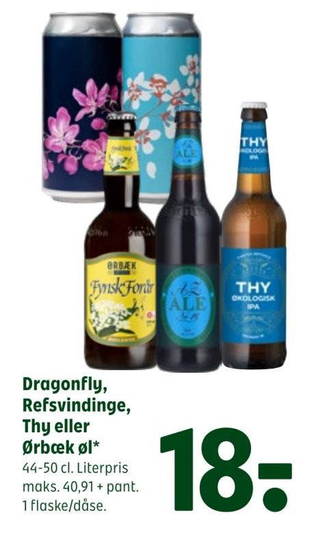 Dragonfly, Refsvindinge, Thy eller Ørbæk øl* 44-50 cl. Literpris maks. 40,91 + pant. 1 flaske/dåse. – Coop 365discount