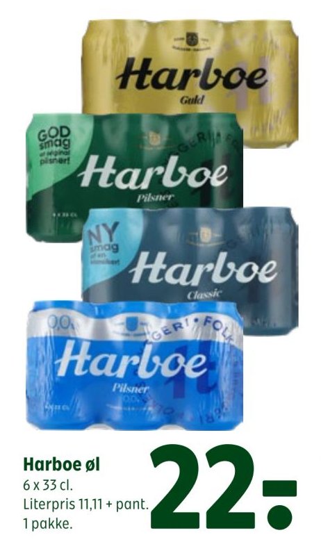 Harboe øl 6 x 33 cl. Literpris 11,11 + pant. 1 pakke. – Coop 365discount