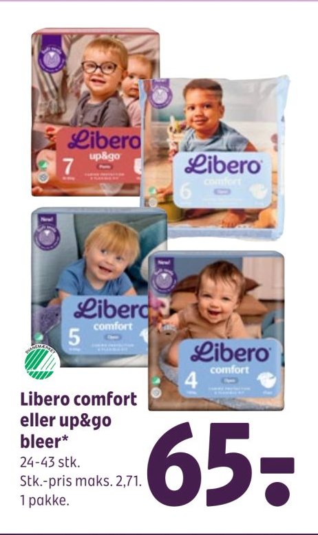 Libero comfort eller up&go bleer* 24-43 stk. Stk.-pris maks. 2,71. 1 pakke. – Coop 365discount
