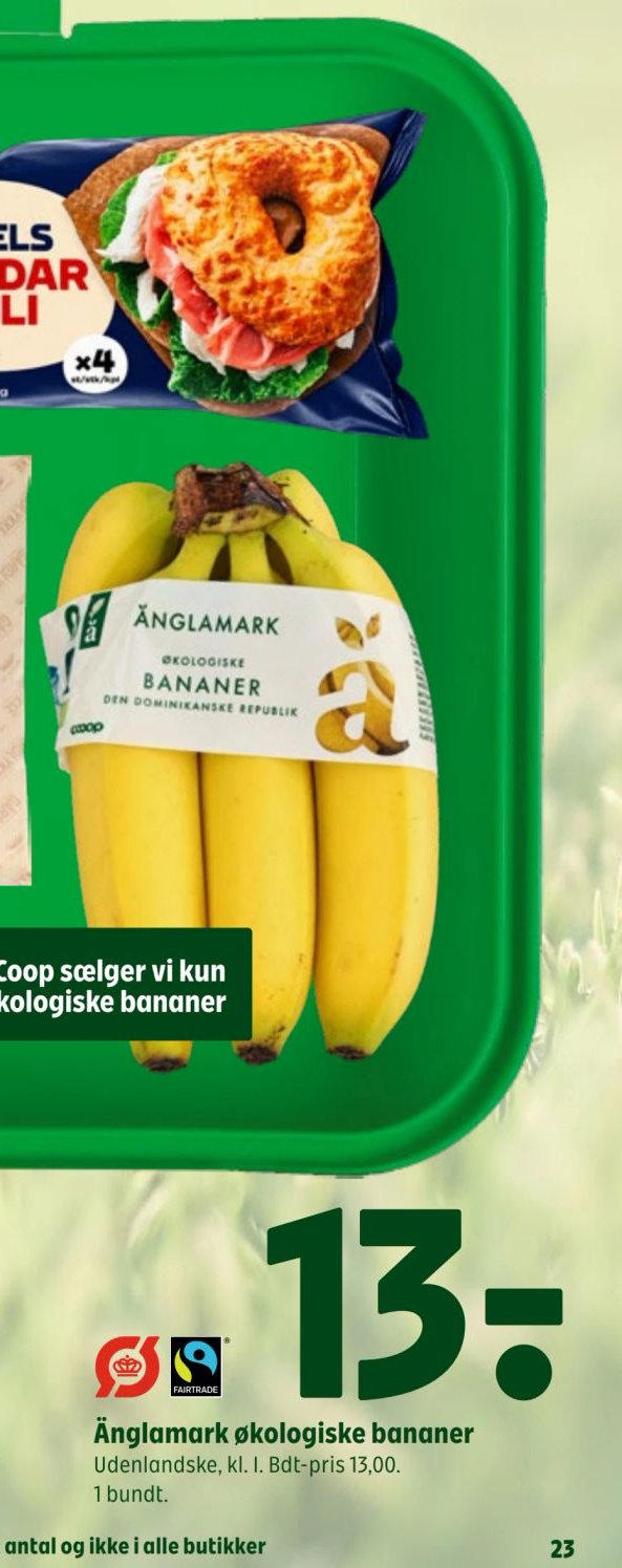 Änglamark økologiske bananer Udenlandske, kl. I. Bdt-pris 13,00. 1 bundt. – Coop 365discount