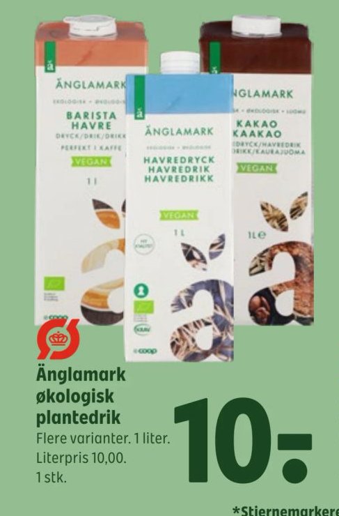 Änglamark økologisk plantedrik Flere varianter. 1 liter. Literpris 10,00. 1 stk. – Coop 365discount