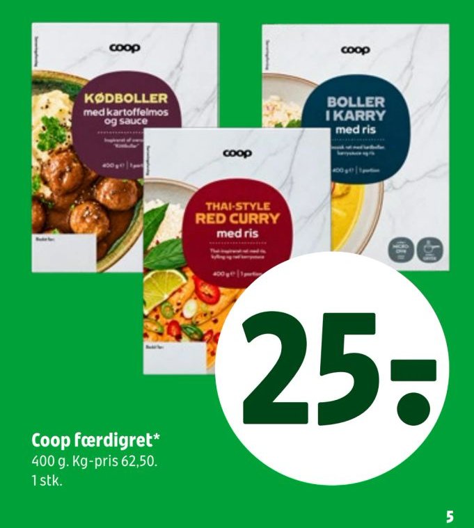 Coop færdigret* 400 g. Kg-pris 62,50. 1 stk. – Coop 365discount