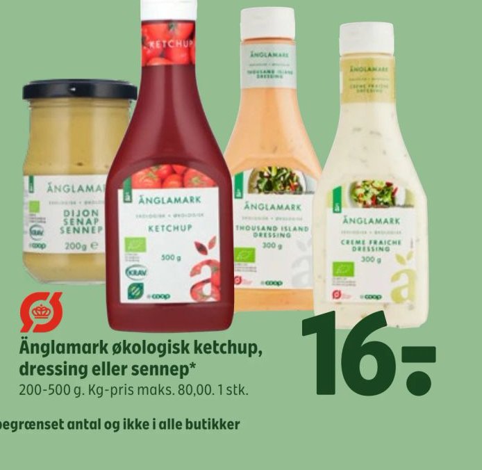 Änglamark økologisk ketchup, dressing eller sennep* – Coop 365discount