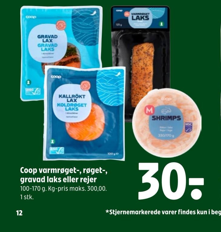 Coop varmrøget-, røget-, gravad laks eller rejer – Coop 365discount