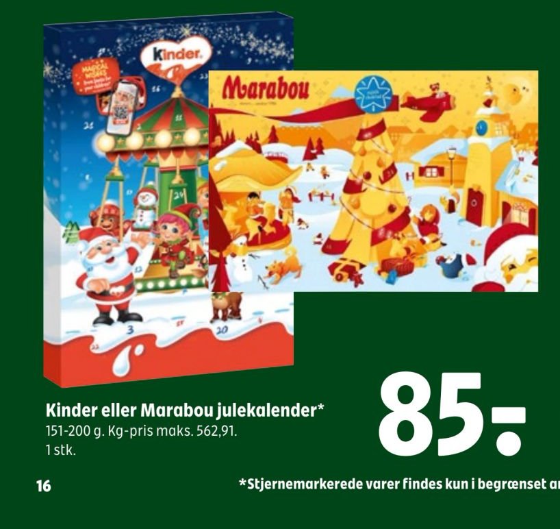 Kinder eller Marabou julekalender – Coop 365discount