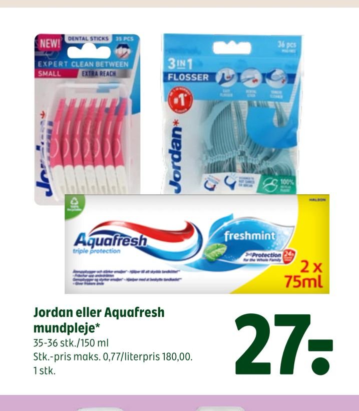 Jordan eller Aquafresh mundpleje – Coop 365discount