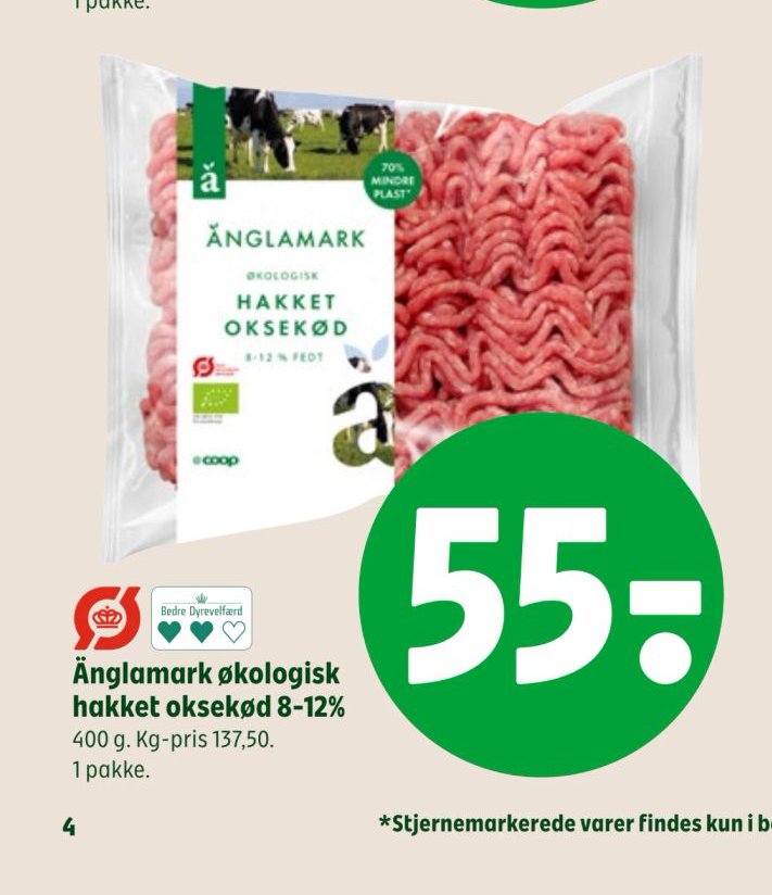 Änglamark økologisk hakket oksekød 8-12% – Coop 365discount