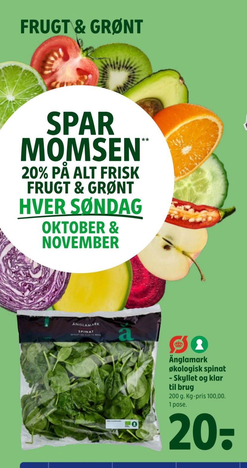 Änglamark økologisk spinat - Skyllet og klar til brug – Coop 365discount