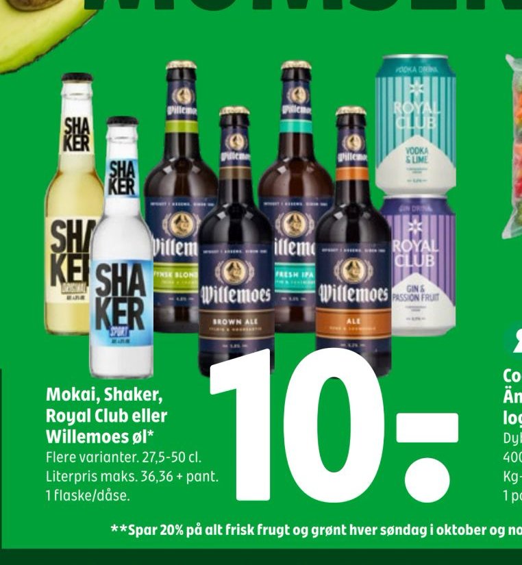Mokai, Shaker, Royal Club eller Willemoes øl – Coop 365discount
