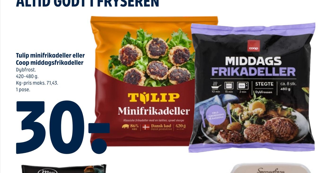 Tulip minifrikadeller eller Coop middagsfrikadeller – Coop 365discount