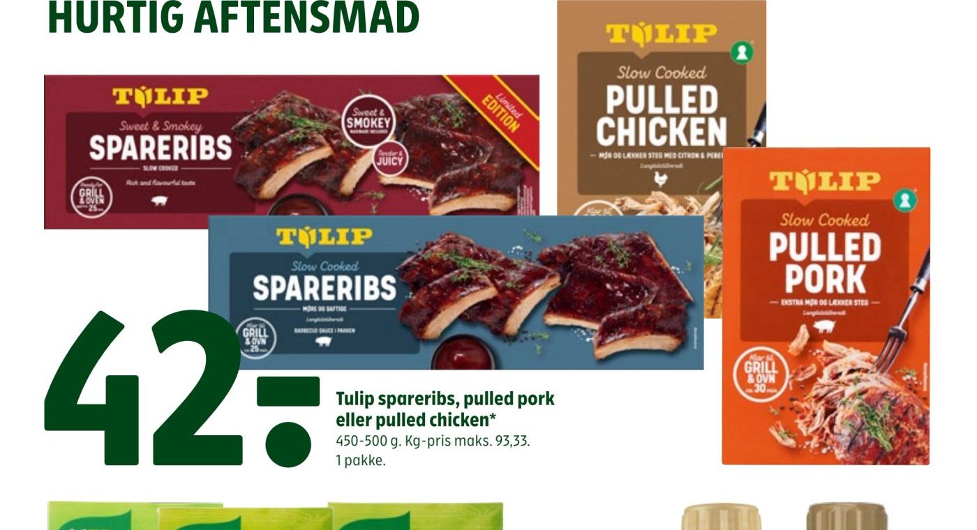 Tulip spareribs, pulled pork eller pulled chicken* – Coop 365discount