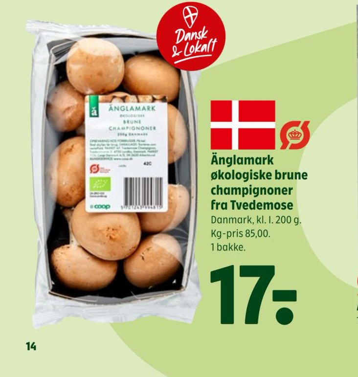 Änglamark økologiske brune champignoner fra Tvedemose – Coop 365discount
