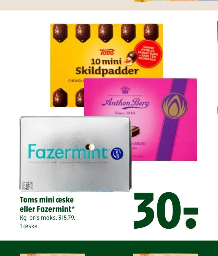 Toms mini æske eller Fazermint – Coop 365discount