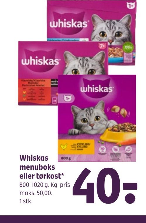 Whiskas menuboks eller tørkost – Coop 365discount