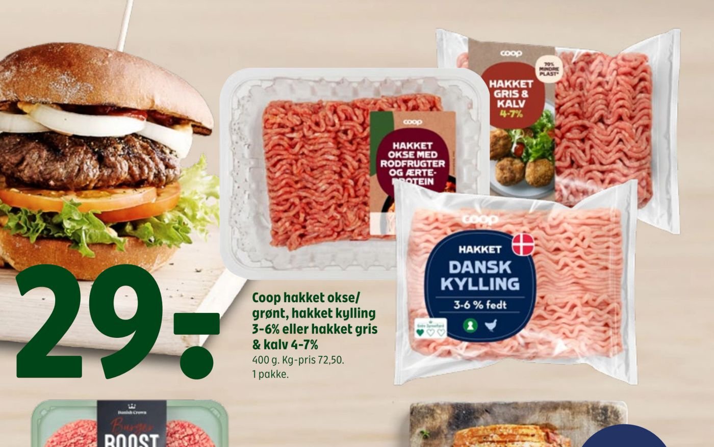 Coop hakket okse/ grønt, hakket kylling 3-6% eller hakket gris & kalv 4-7% – Coop 365discount