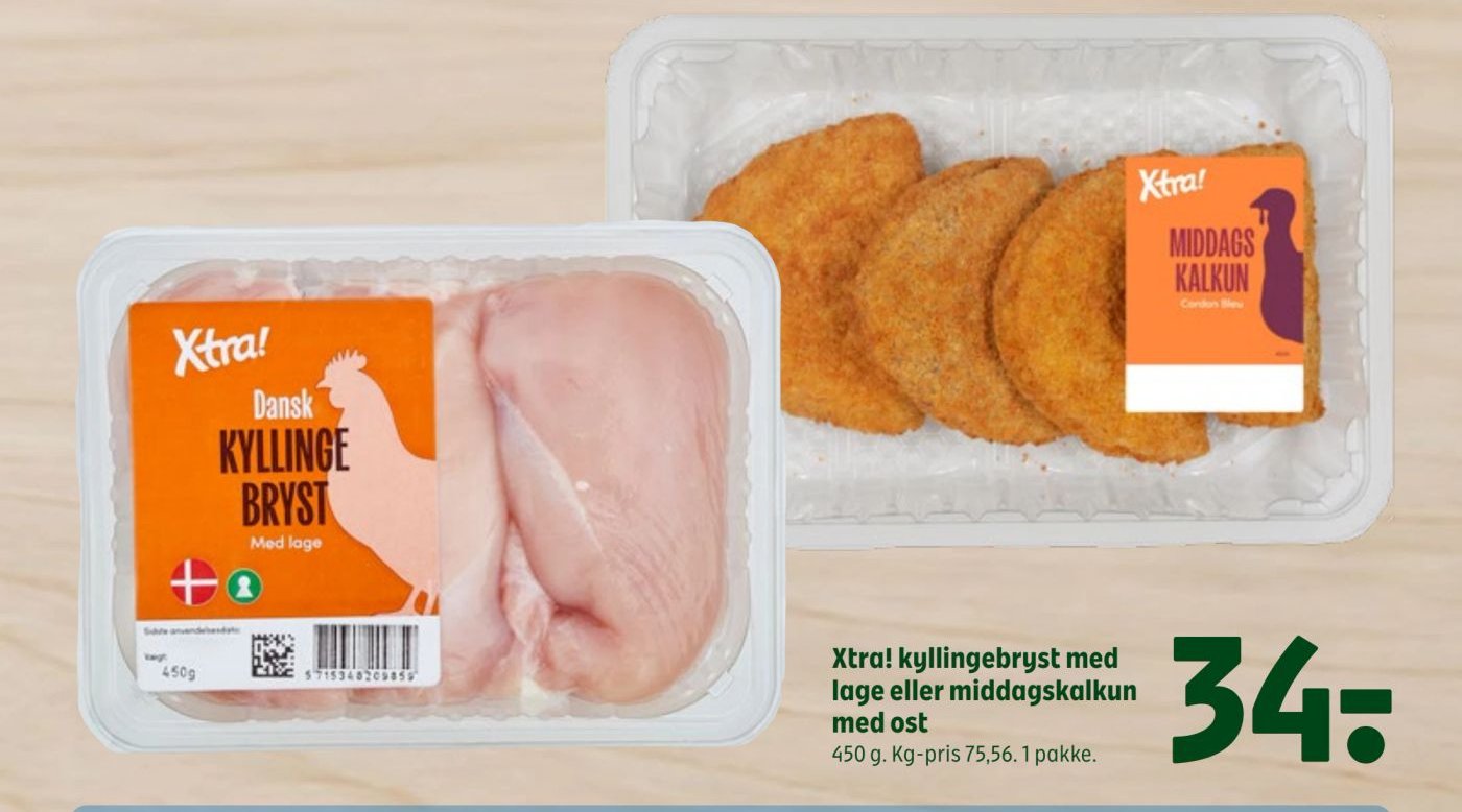 Xtra! kyllingebryst med lage eller middagskalkun med ost – Coop 365discount