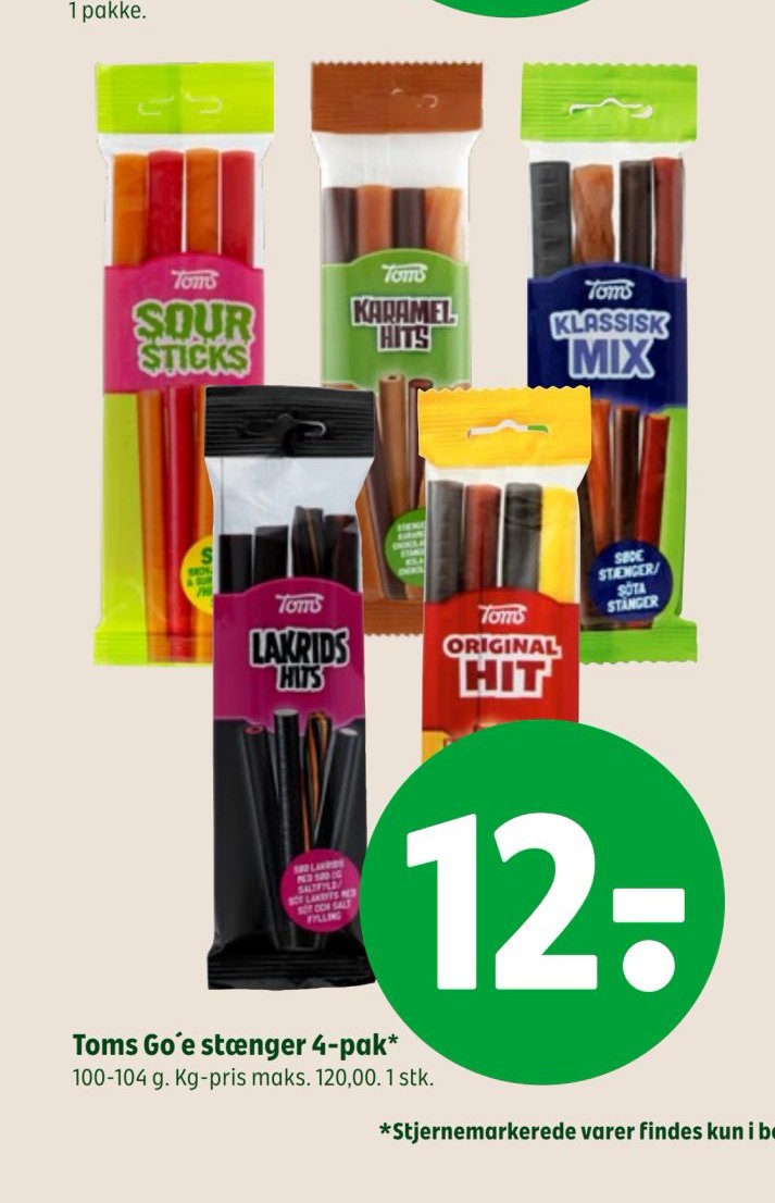 Toms Go´e stænger 4-pak – Coop 365discount