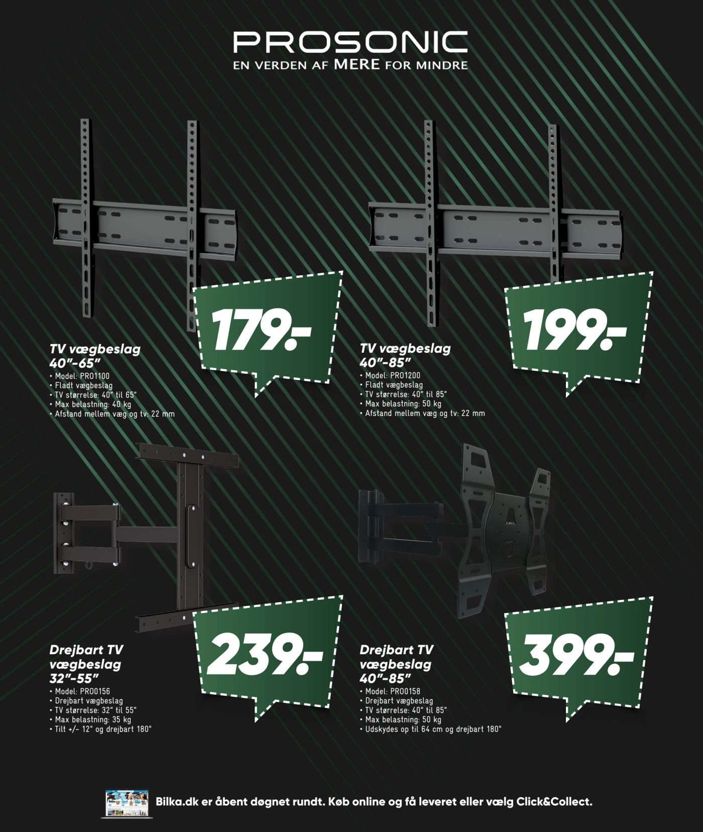 TV vægbeslag 40"-65" – Bilka