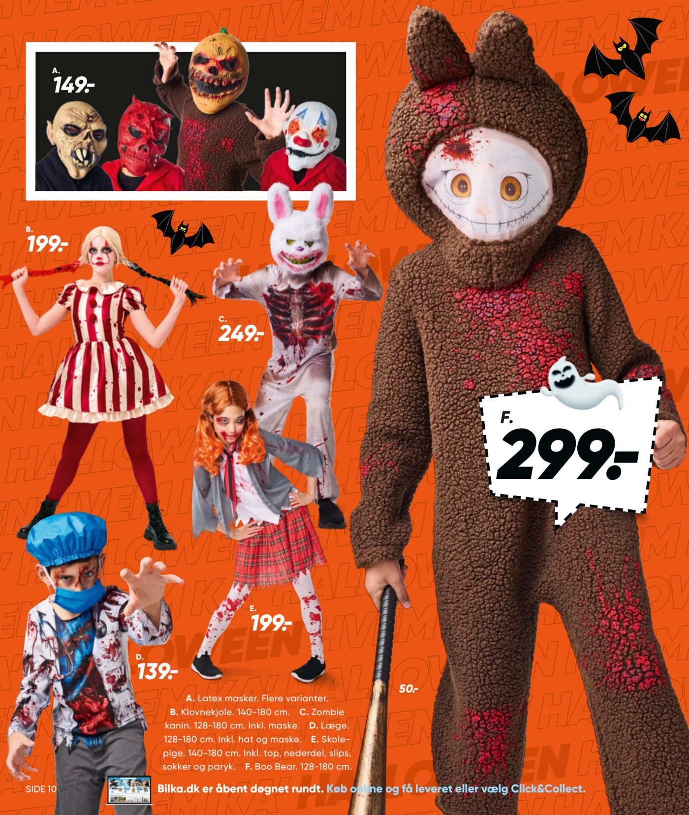 C. Zombie kanin. 128-180 cm. Inkl. maske. – Bilka