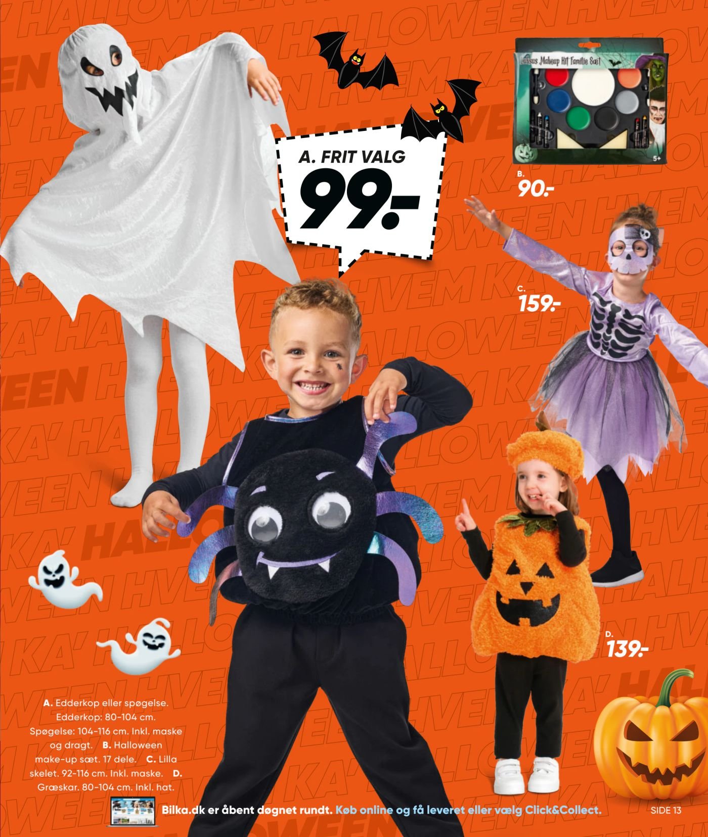 B. Halloween make-up sæt. 17 dele. – Bilka
