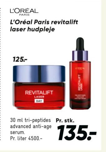 L'Oréal Paris revitalift laser hudpleje 30 ml tri-peptides advanced anti-age serum – Bilka
