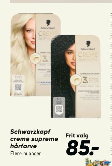 Schwarzkopf creme supreme hårfarve Flere nuancer. Frit valg – Bilka