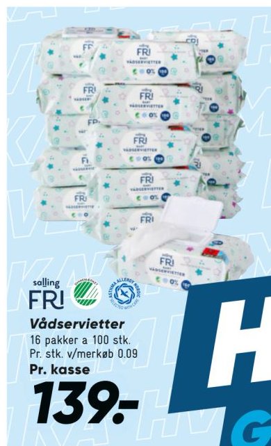 salling FRI Vådservietter 16 pakker a 100 stk. – Bilka