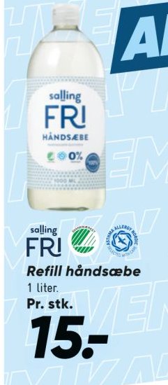 salling FRI Refill håndsæbe 1 liter – Bilka