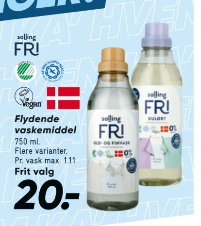 salling FRI Flydende vaskemiddel 750 ml. Flere varianter – Bilka