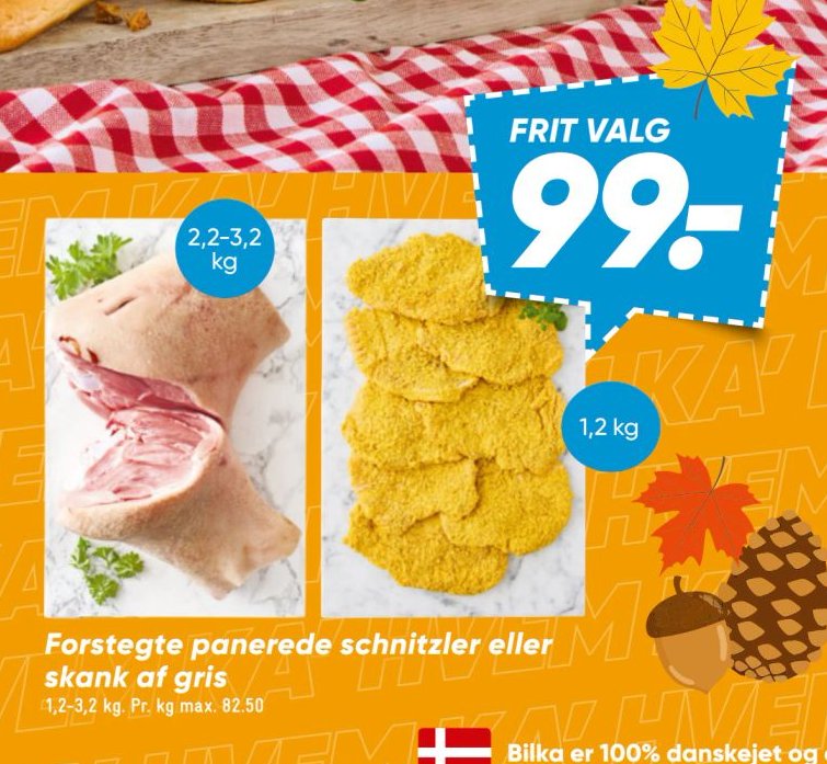 Forstegte panerede schnitzler eller skank af gris 1,2-3,2 kg. Frit valg – Bilka