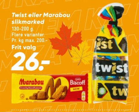 Twist eller Marabou slikmarked 130-200 g Flere varianter – Bilka