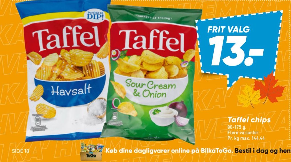 Taffel chips 90-175 g Flere varianter – Bilka