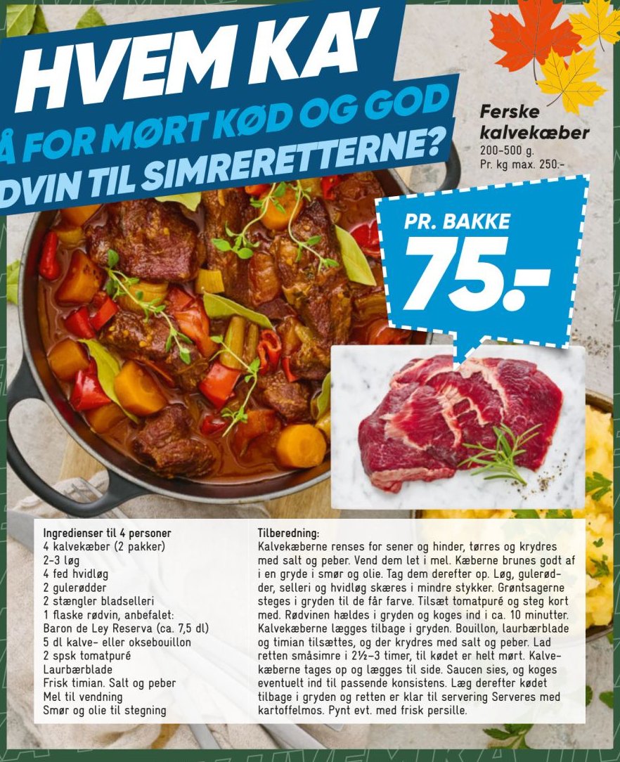 Ferske kalvekæber 200-500 g. PR. BAKKE – Bilka