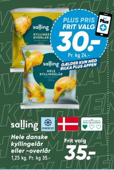 salling Hele danske kyllingelår eller -overlår 1,25 kg – Bilka