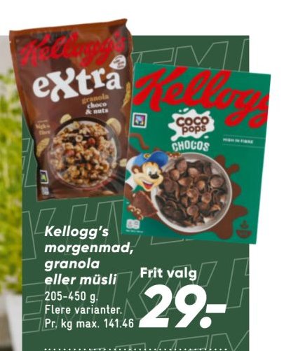Kellogg's morgenmad, granola eller müsli 205-450 g – Bilka