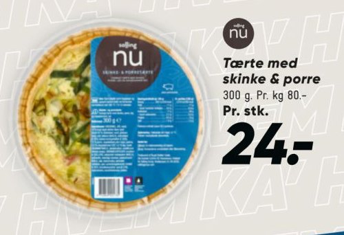 Tærte med skinke & porre 300 g – Bilka
