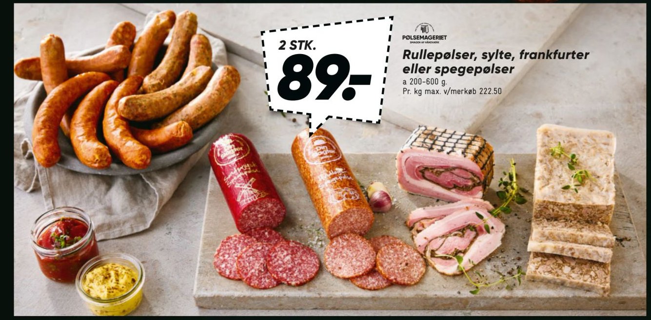 Rullepølser, sylte, frankfurter eller spegepølser a 200-600 g – Bilka