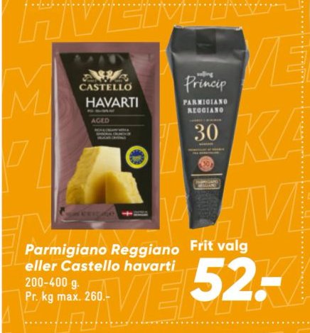 Parmigiano Reggiano eller Castello havarti 200-400 g – Bilka