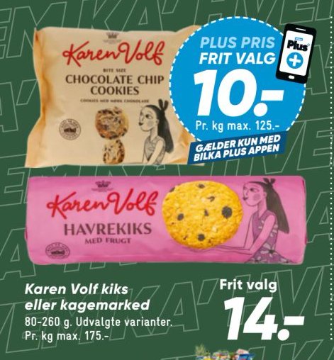 Karen Volf kiks eller kagemarked 80-260 g. Udvalgte varianter. – Bilka
