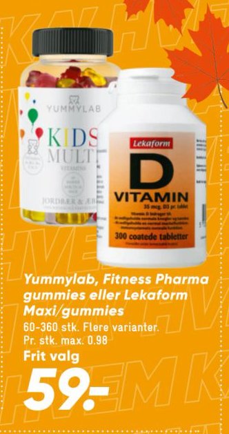Yummylab, Fitness Pharma gummies eller Lekafom Maxi/gummies 60-360 stk. Flere varianter. Pr. stk. max. 0,98 – Bilka