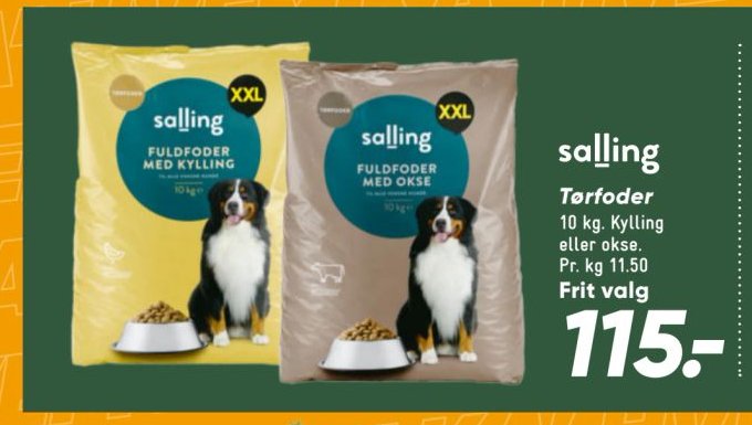Salling Tørfoder 10 kg. Kylling eller okse. – Bilka