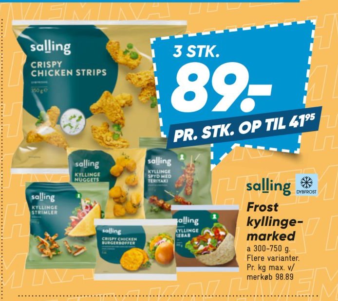 Frost kyllinge-marked a 300-750 g. Flere varianter. – Bilka